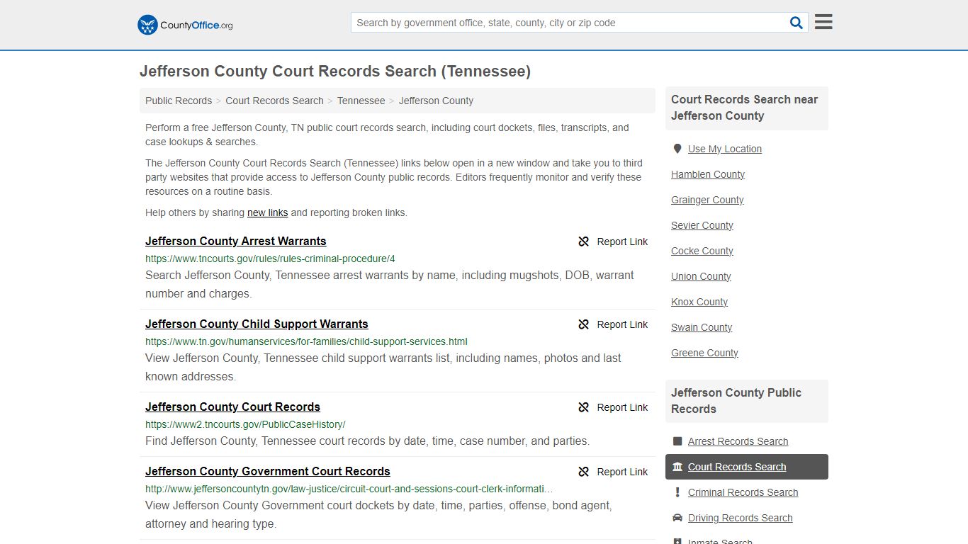 Jefferson County Court Records Search (Tennessee) - County Office