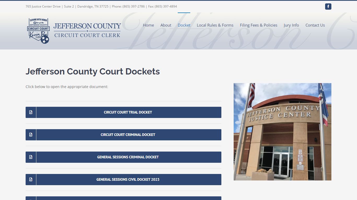 Jefferson County Court Dockets - Jefferson County TN Circuit Court Clerk